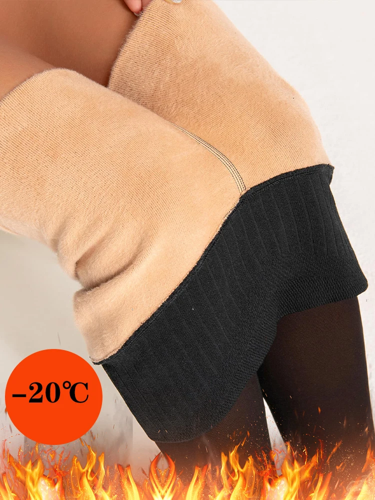 Women's Thermal Underwear Tights Sheer Elastic Leggings Woman New Plus Size Fleece-Lined Winter High Waist Warm Pantyhose Pants
