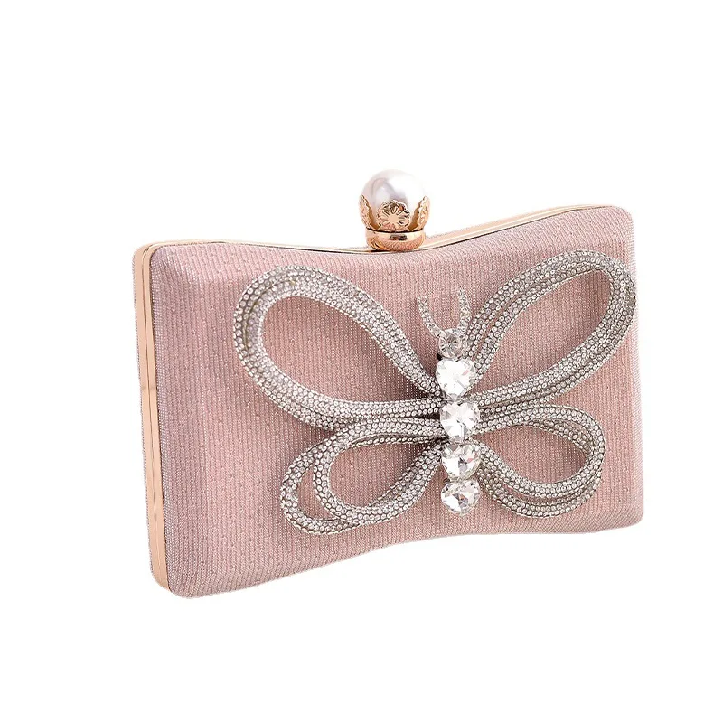 

Meet You Trendy Glitter Shiny Crystal Rhinestone Butterfly Clutch Bag Metal Chain Luxury Diamond Shoulder Bag Wedding Purses