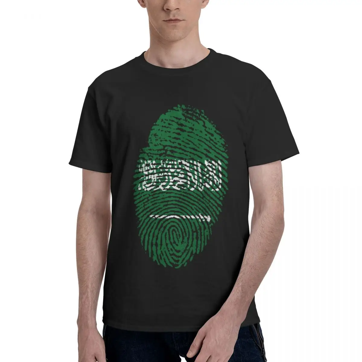 Men T Shirt Saudi Arabia Flag Fingerprint Idea Y2K Graphic Anime Unisex Clothes T Shirts