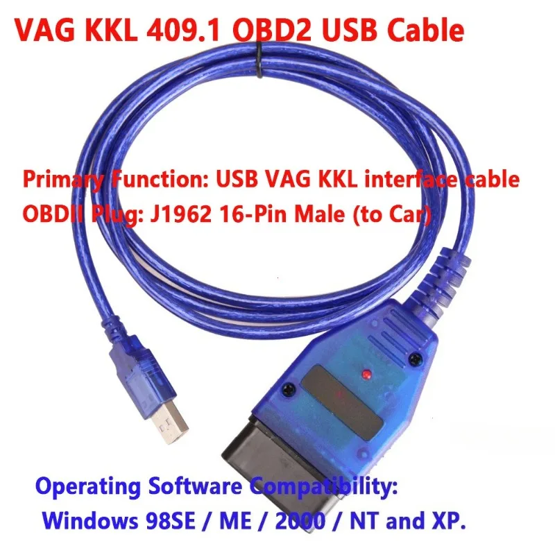 1 قطعة كابل التشخيص 409 كابلات وموصلات تشخيص السيارات USB Vags Obd 2 كابل Cabo Vags 409.1 Obd