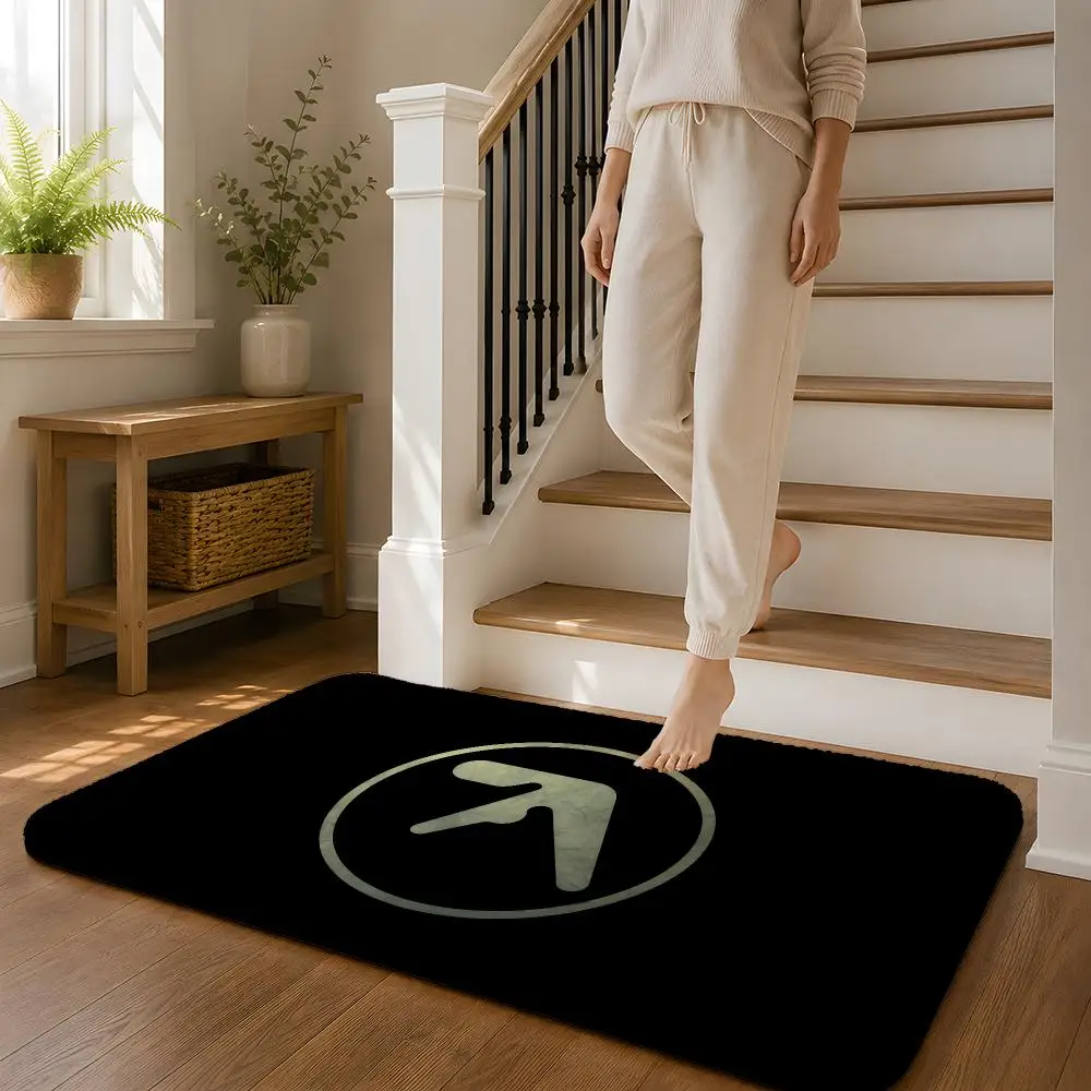 A-Aphex T-Twin Music Floor Mat Flannel Rug Non Slip Absorbent Soft Washable For Entryway Hallway Bathroom Kitchen Decor