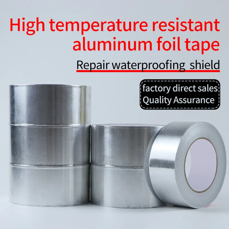 1roll High temperature resistant aluminum foil tape, waterproof and oil-proof, flame-retardant and sun-proof, hand-tearable