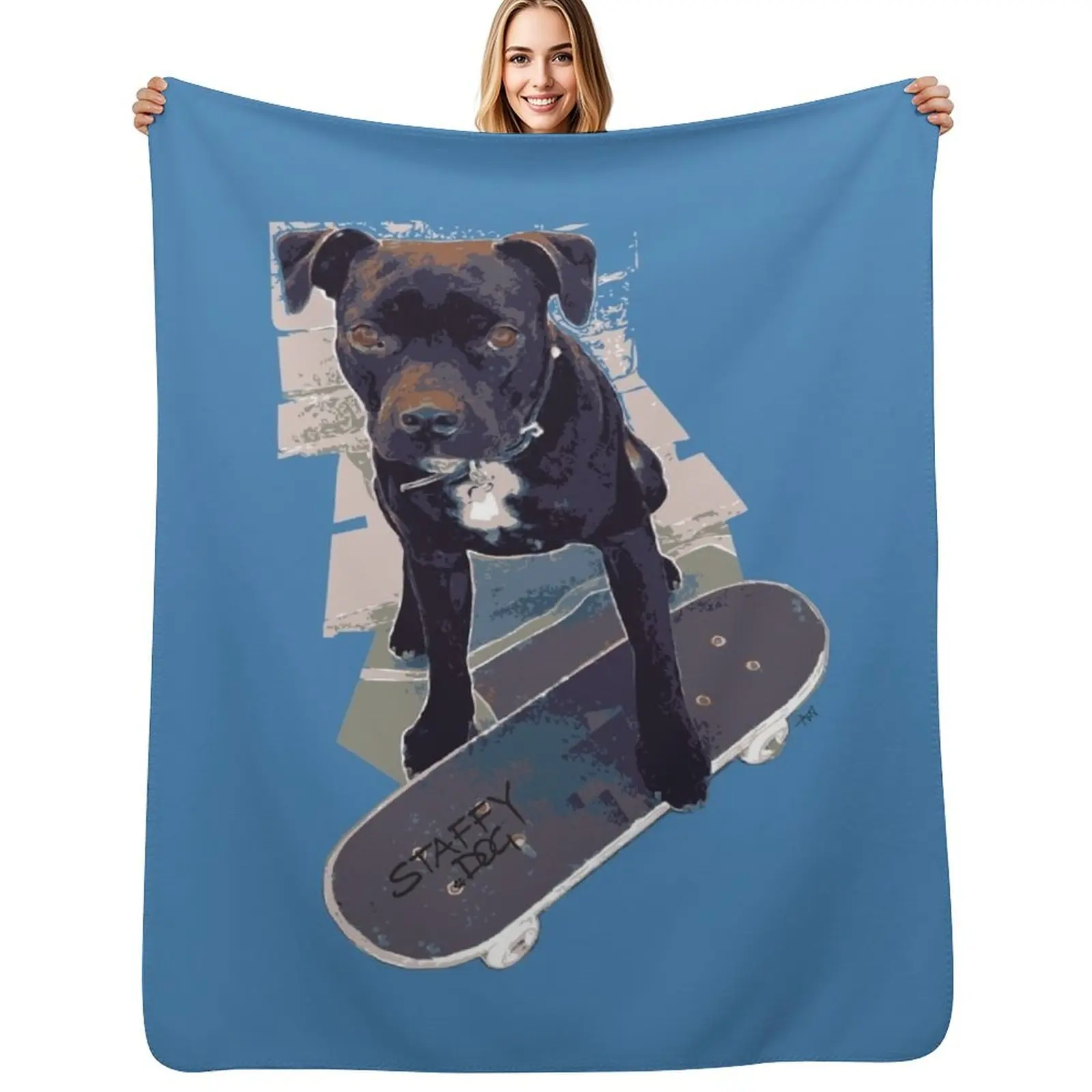 SK8 Staffy Dog Skater - Manta suave y cálida con diseño de perro patinador, regalo para hombres, mujeres y adultos
