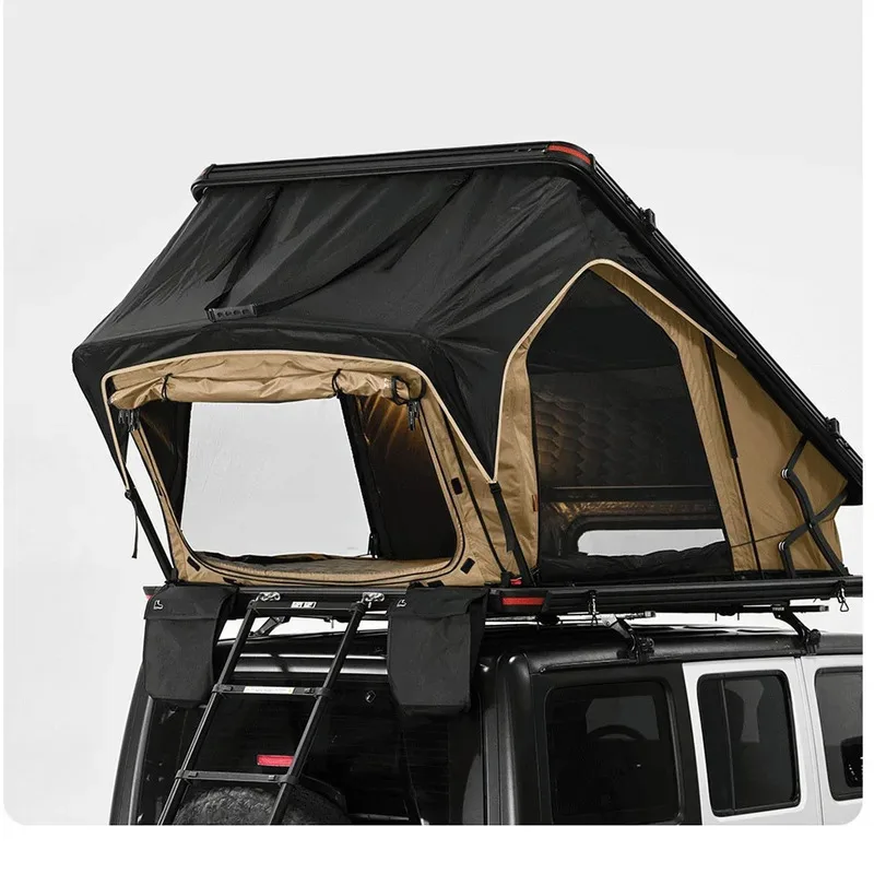 

Heavy-Duty Pop-Up Car Roof Tent Reinced Steel Frame, Breathable Mesh Doors, UV-Blocked Can & Raincover