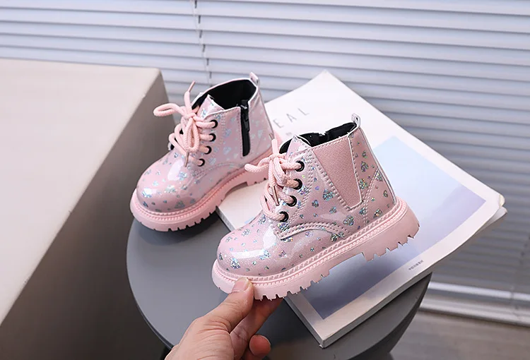 Bling Stars Allover-Print Kinder-Stiefeletten für Mädchen Weiche Sohle Herbst Prinzessinnen-Schuhe Glänzende Kinder-Kurzstiefel – Detail 12