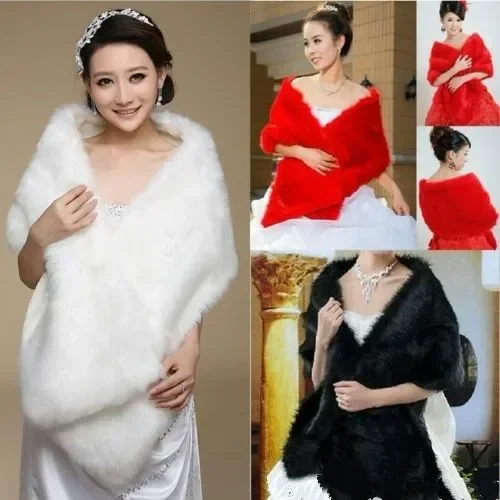 Fiery sales Classic Ivory/white/Black/Red Bridal shawl Fake fur Wedding dress Wrap shrug Party Jackets coat Stole