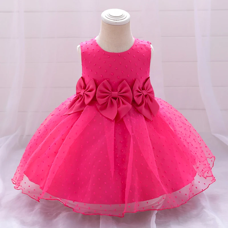 Ceremony Toddler 1st Birthday Dress For Baby Girl Clothes Baptism Bow Princess Dress Girls Dresses Lace Party Wedding Gown 0-2Y