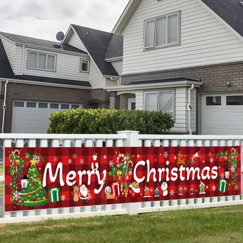 Outdoor Christmas Banner Flag Merry Christmas Decorations For House Garden Outdoor Holiday Atmosphere Decoration Layout Decor