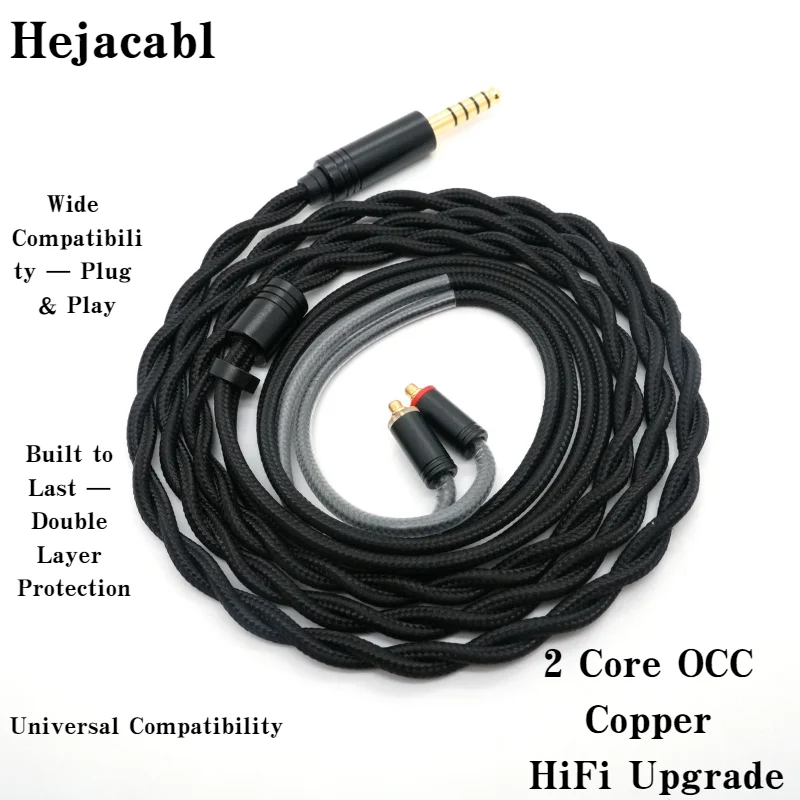 

Кабель для наушников HiFi OCC с 2 жилами из монокристаллической меди, сменный, для IEM, с ПВХ-оболочкой и хлопковой оплеткой, не спутывается