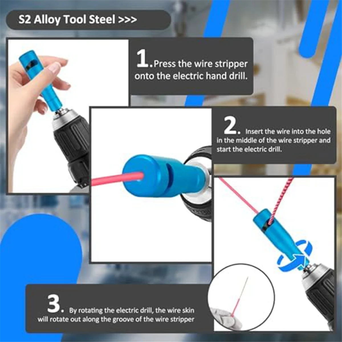 Wire Stripper Aluminum Alloy Cable Twisting Stripping Tool Screwdriver Hand Drill Cable Stripper for Hand Drill