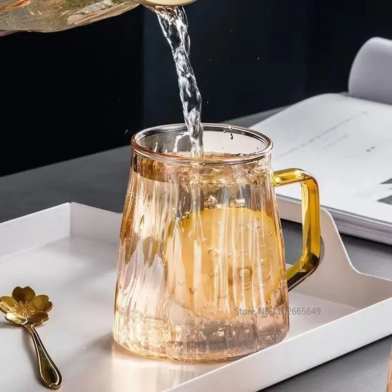 Heat Resisttant Glass Water Pitcher with Handle Cold Hot Kettle Large-capacity Tea Pot Water Bottle Juice Jug Gray Amber