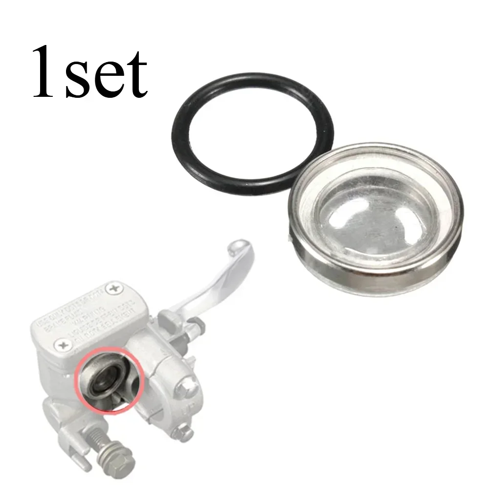 

1set Motorcycle Brakes Disks 18mm Motorcycle Brake Master Cylinder Reservoir Sight Glass Lens+Gasket for Honda Suzuki Kawasaki