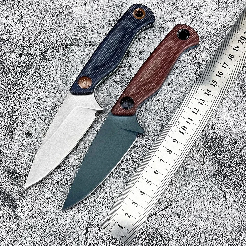 BM 203BT Fixed Blade Knife with Sheath D2 Steel Blade G10 Handle Outdoor EDC Camping Knife Hiking Hunting Survival Tools