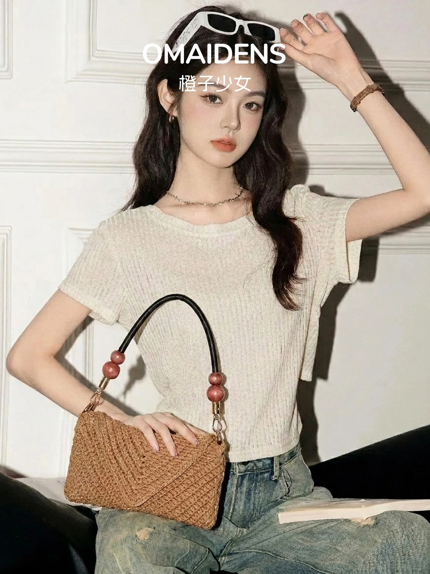 

Bohemian Cotton Rope Woven Beach Bag Women's Crossbody Summer Vacation Travel Style Orange Girl Brand Tote Handbag