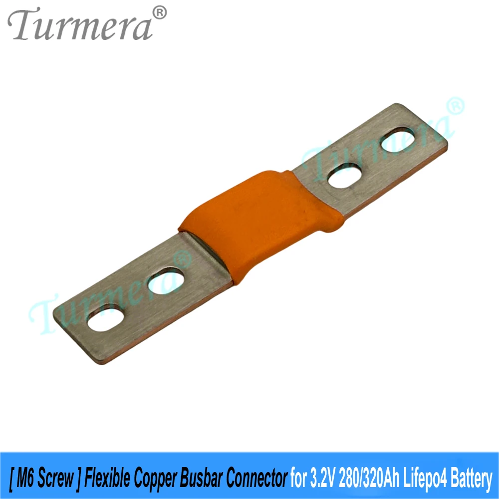 Barra Colectora Flexible de Cobre Turmera 24V 48V 12V para Baterías Lifepo4, Conector de Orificio a Orificio de 56mm 2mm 400A para Baterías Lifepo4