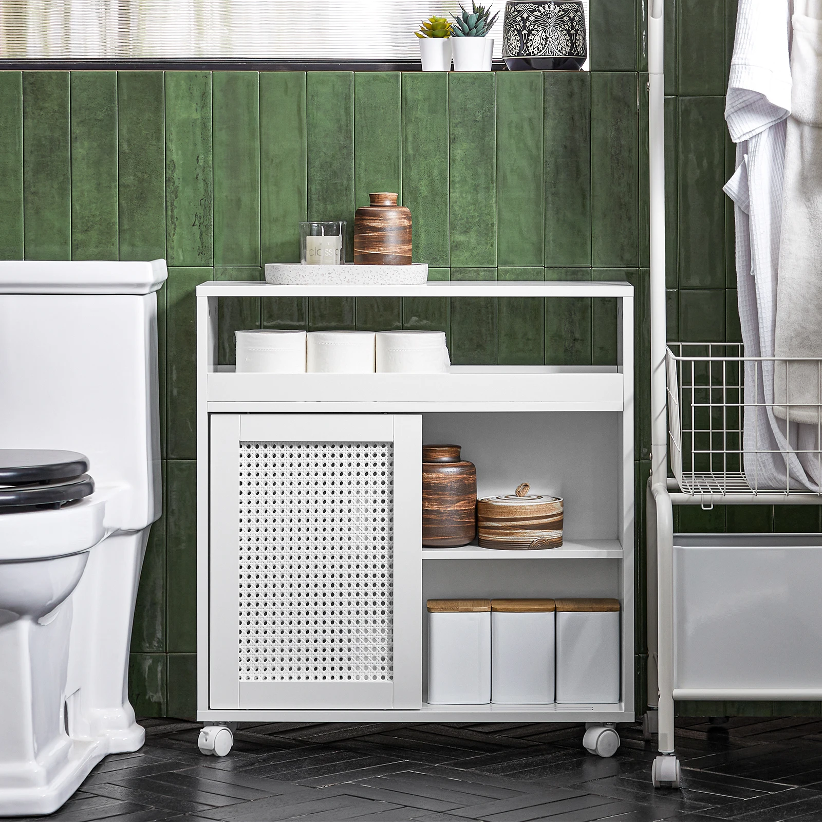 SoBuy BZR119-W estante de nicho 20cm armario de nicho con rollo estante de cocina carrito estante estrecho almacenamiento de papel higiénico