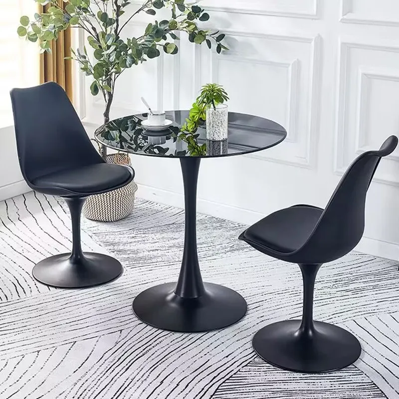 Fashioin Tulip Leisure Coffee Table White Black Round Dinning Desk For Home Office Room Ornament