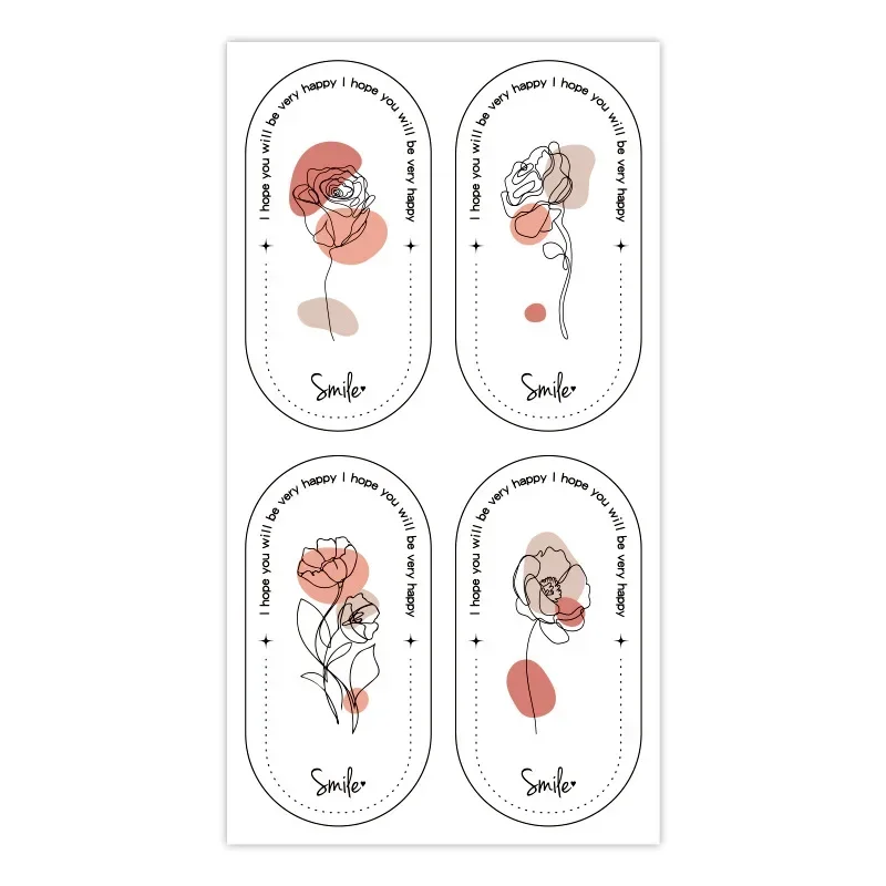 100Pcs Cute Flower Thank You Stickers for Small Business Baking Cake Dessert Packaging Gift Sealing Decoration Labels Stationery