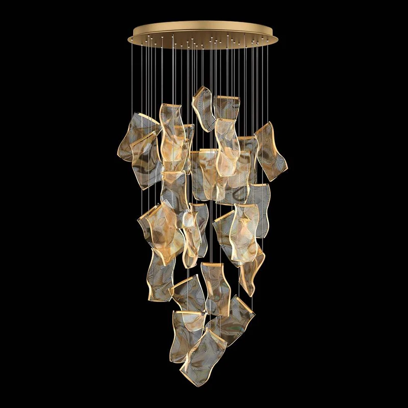 LED Postmodern Golden Love Paper Designer Chandelier Lighting Lustre Hanging  Lamps Suspension Luminaire Lampen For Foyer