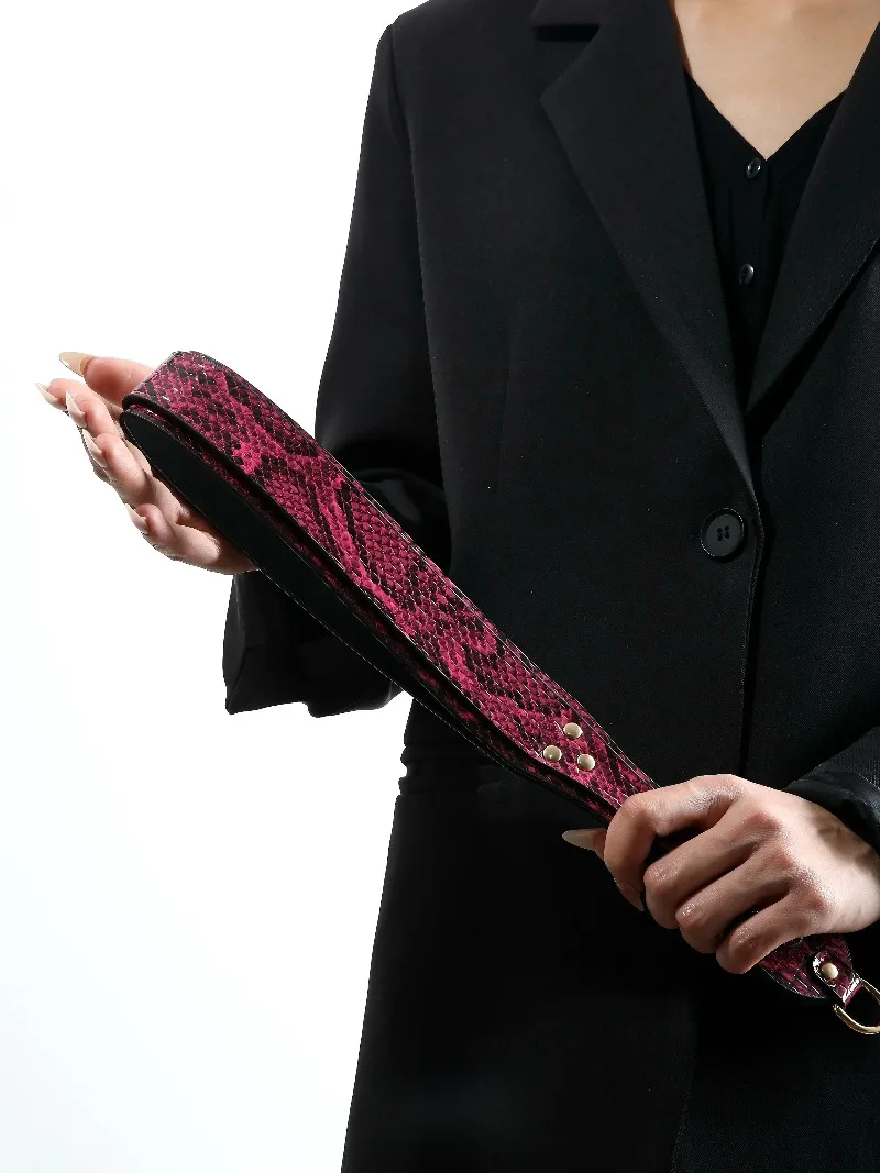 Red Snake Print Rivet Faux Leather Paddle, Punk Rock Cosplay Prop for Women Party Stage Costume