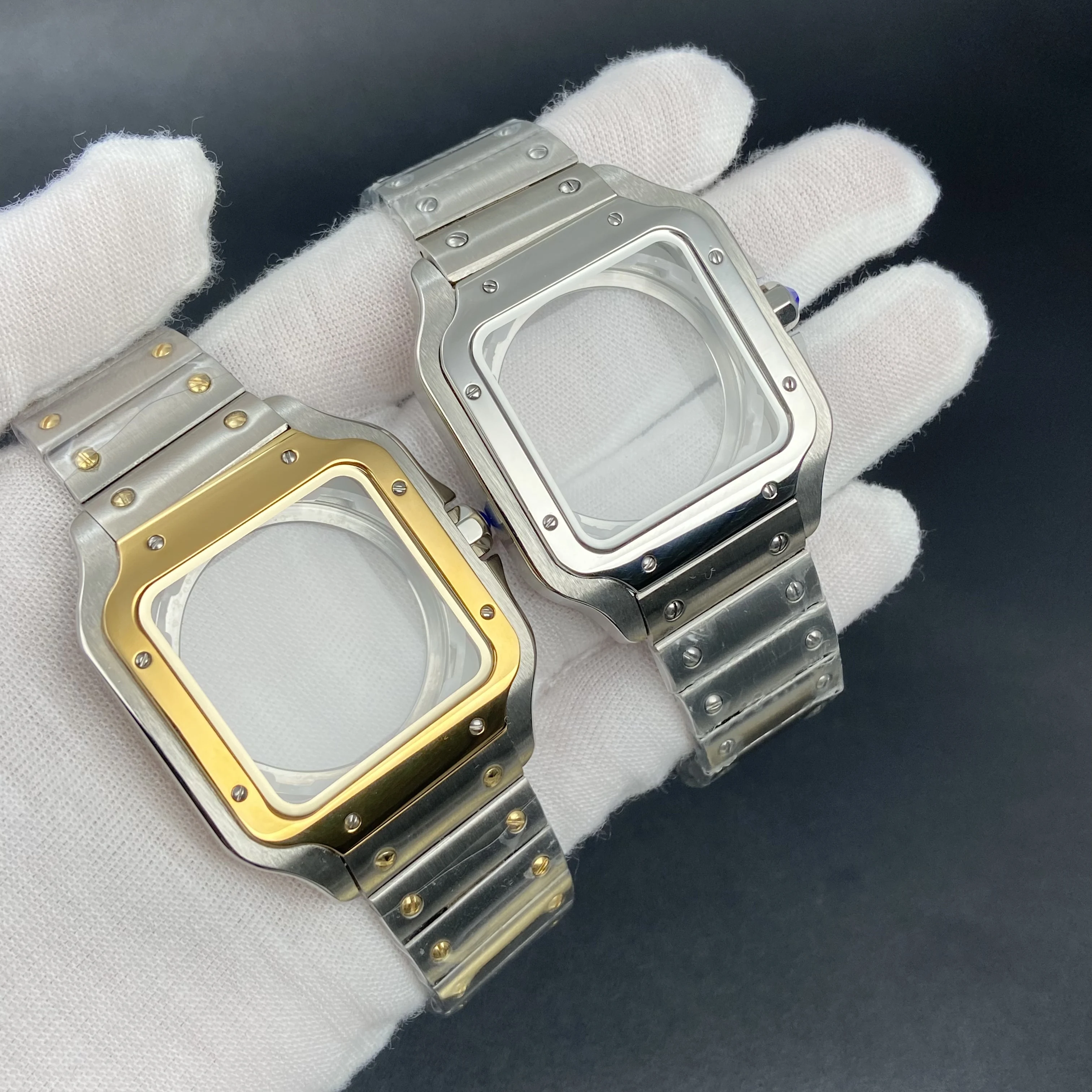 

38mm Square Watch Case For Santos Case Modification Parts Stainless Steel For NH36NH35 Movements for 27mm Dial Watch Accessories