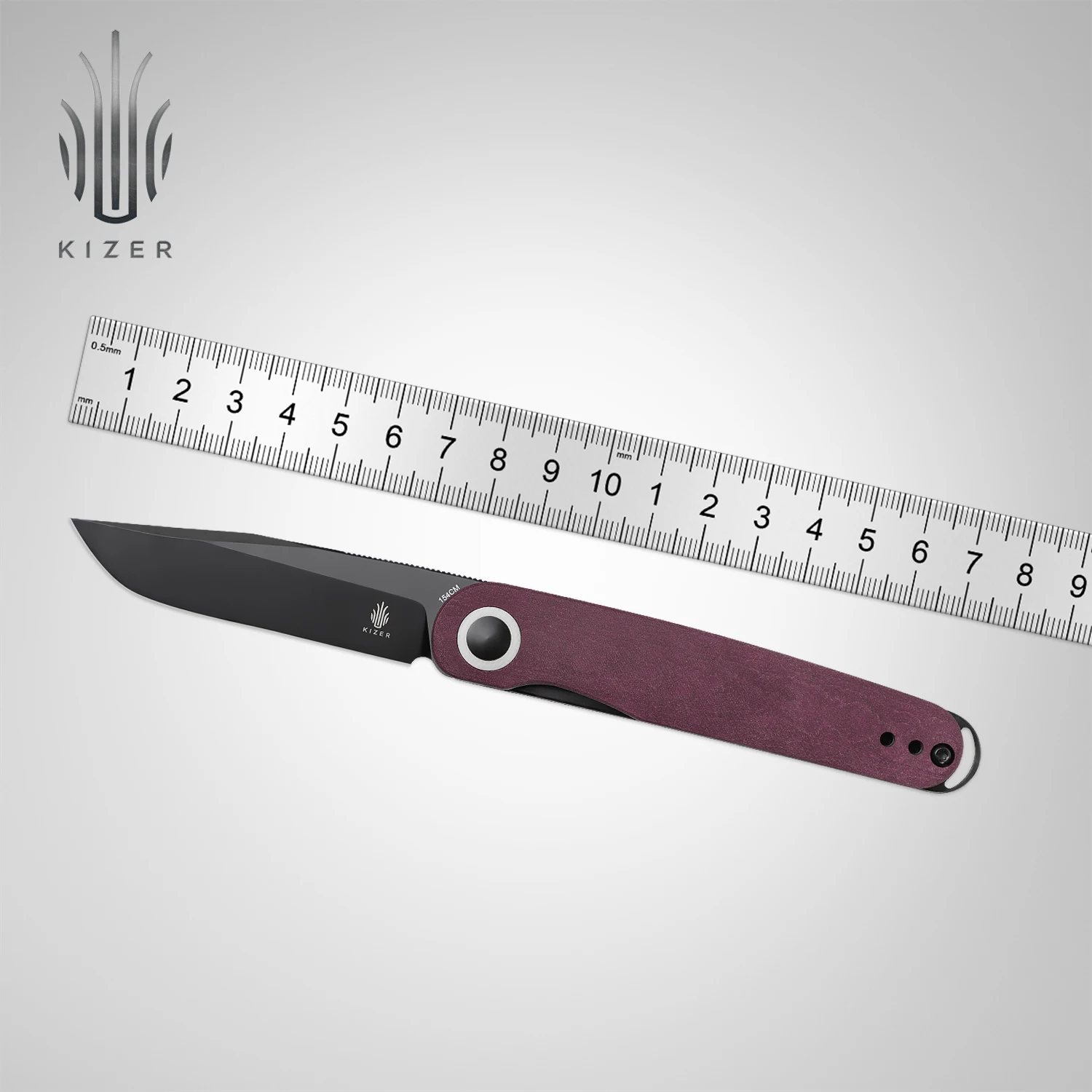 Kizer Pocket Knife V3604C1/C2/C3 Squidward New Black/Purple G10 or Richlite Handle with 154CM Steel Blade Survival Knife