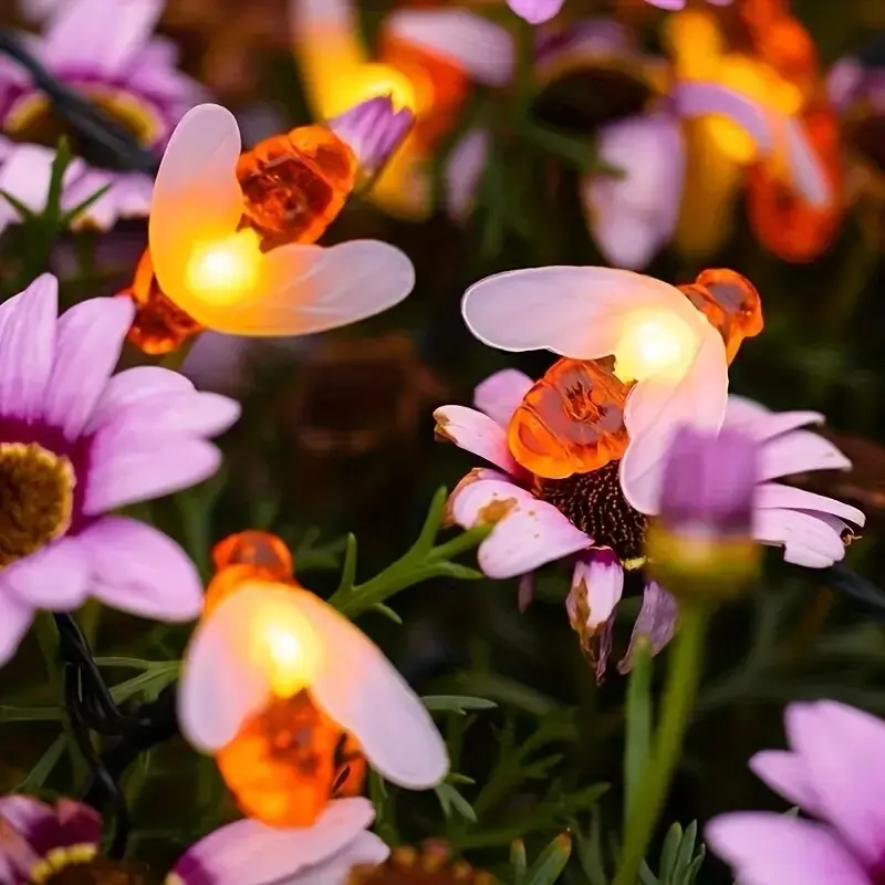 

LED Solar Bee String Lights,Outdoor Rechargeable Decoration Lamp,Atmosphere Fairy Lights For Garden,Lawn,Yard,Terrace,Fence,Tree