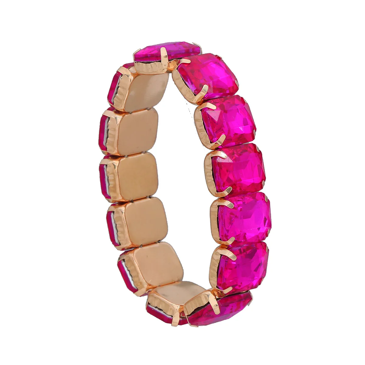 Luxury Shiny Crystals Bracelet Charm Wedding Bracelets for Women Anniversary Fuchsia White CZ Aesthetic Jewelry