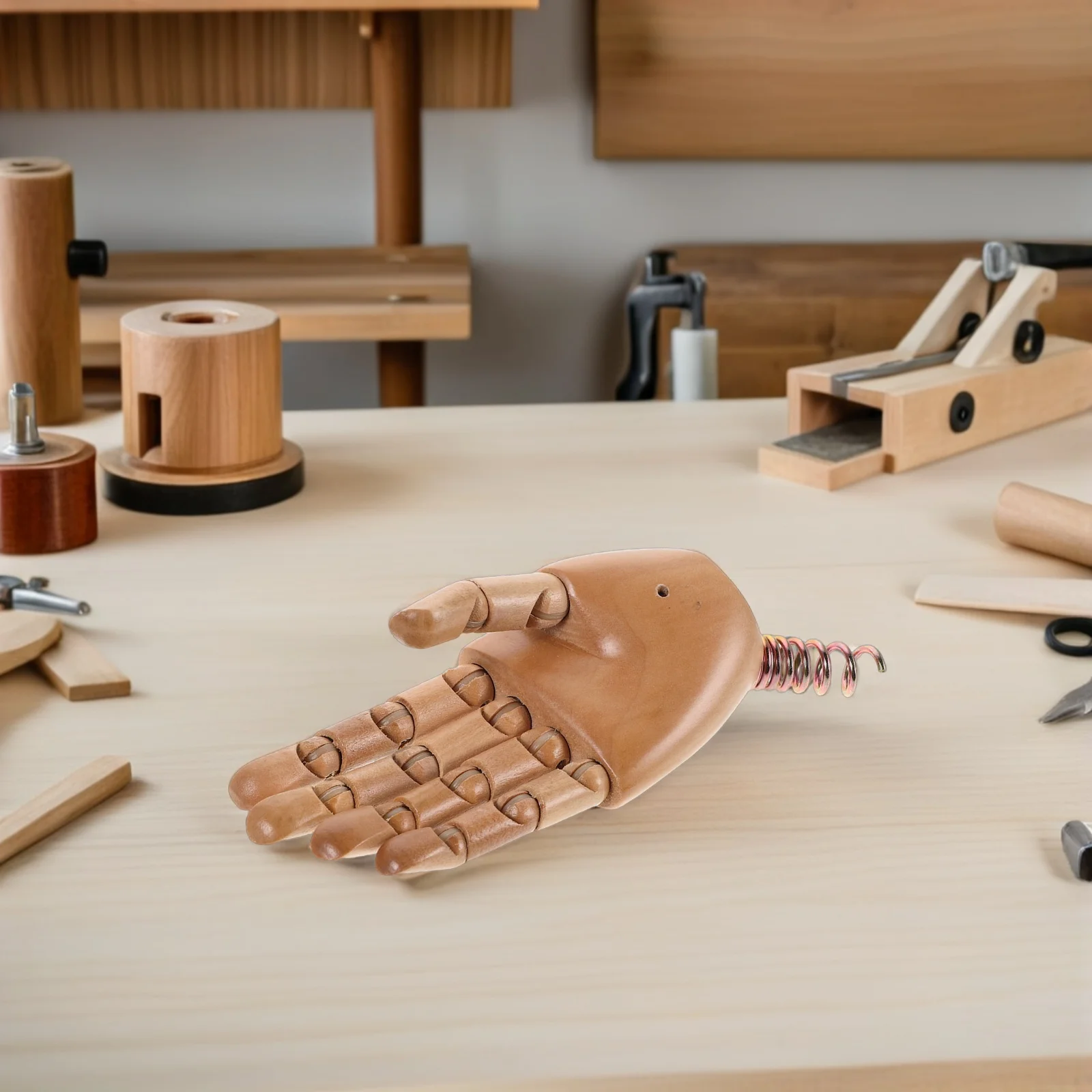 

Solid Wood Right Hand Mannequin for Artists Flexible Joint Sculpture Drawing Study Aid Lifelike Palm Movement Desktop Decoration