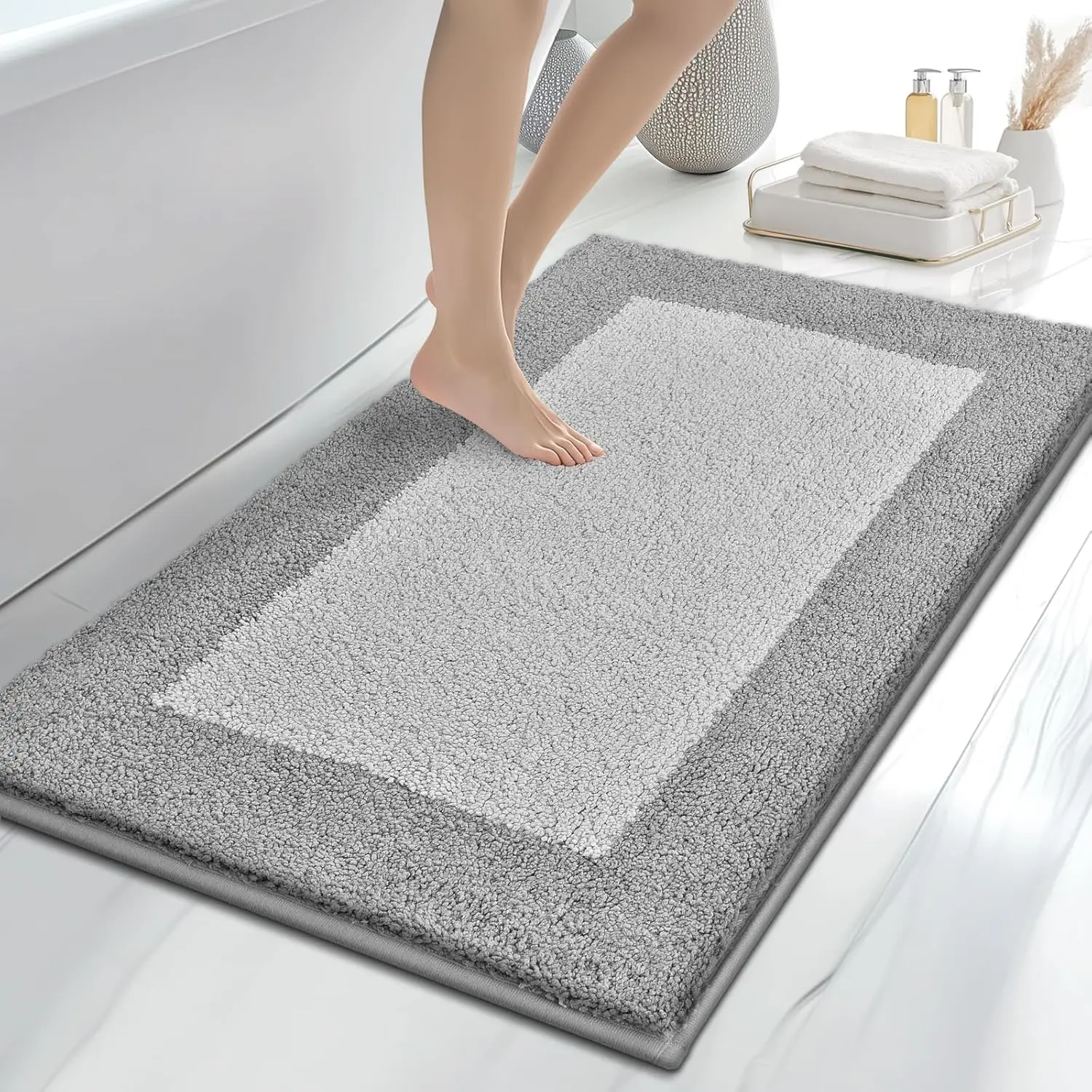 

30" x 46" Non-Slip Soft Absorbent Bath Rugs, Quick Dry Machine Washable Mats for Bathroom Floor Shower Bathtub Sink