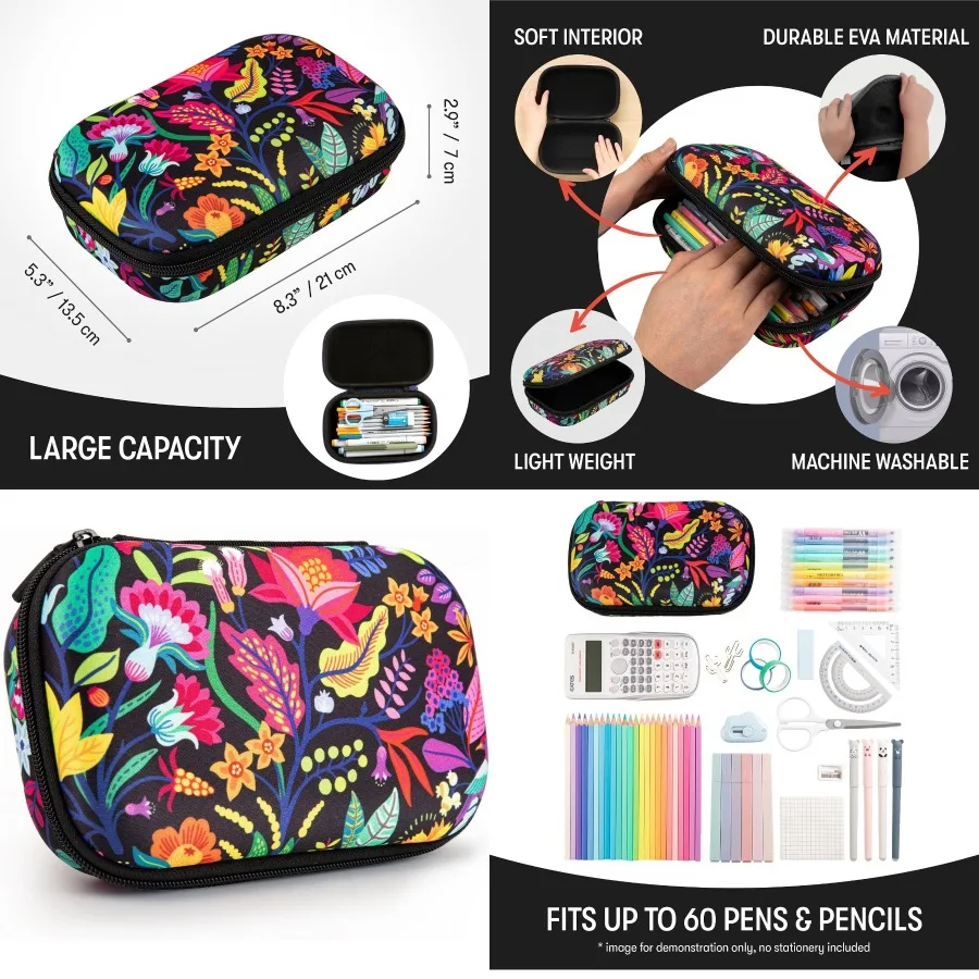 

Милый пенал с цветами на молнии для девочек: коробка-органайзер для канцелярских принадлежностей большой емкости идеально подходит для школы, путешествий и ежедневного использования. Идеально подходит.