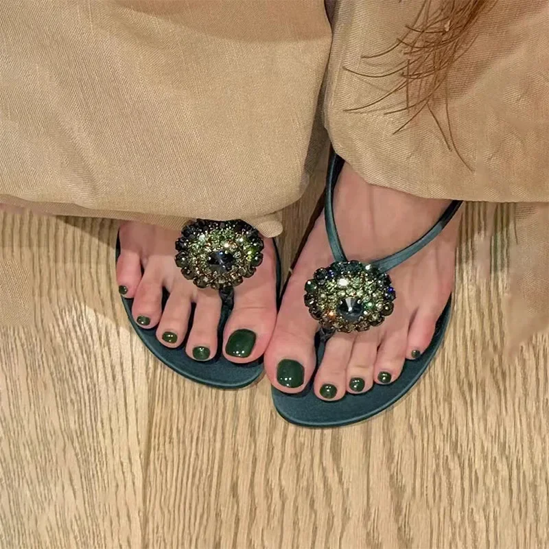 Diamond Flower Designer High Heels Flip Flops Women Summer New Brand Slippers Women Sexy Rhinestone Luxury Party Sandals Ladies image 4