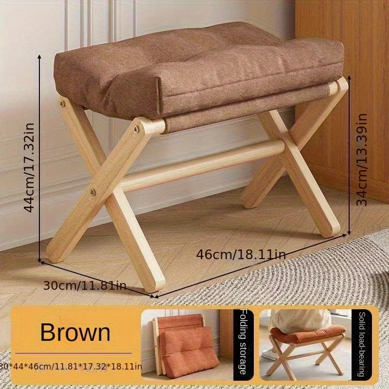 قطعة واحدة من مسند القدمين للأريكة القابل للطي على شكل X - مقعد منخفض من الخشب الصلب مع مساند للذراعين مفصلية، تصميم مستطيل لغرفة المعيشة