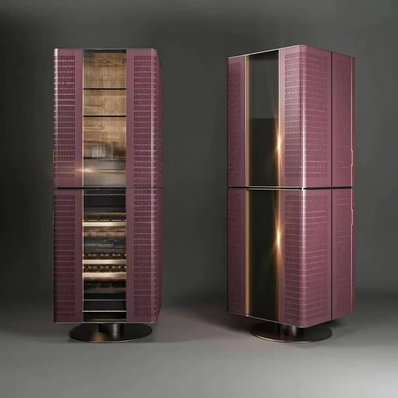 Italiaanse lichte luxe verticale wijnkast woonkamer eetkamer opbergvitrinekast