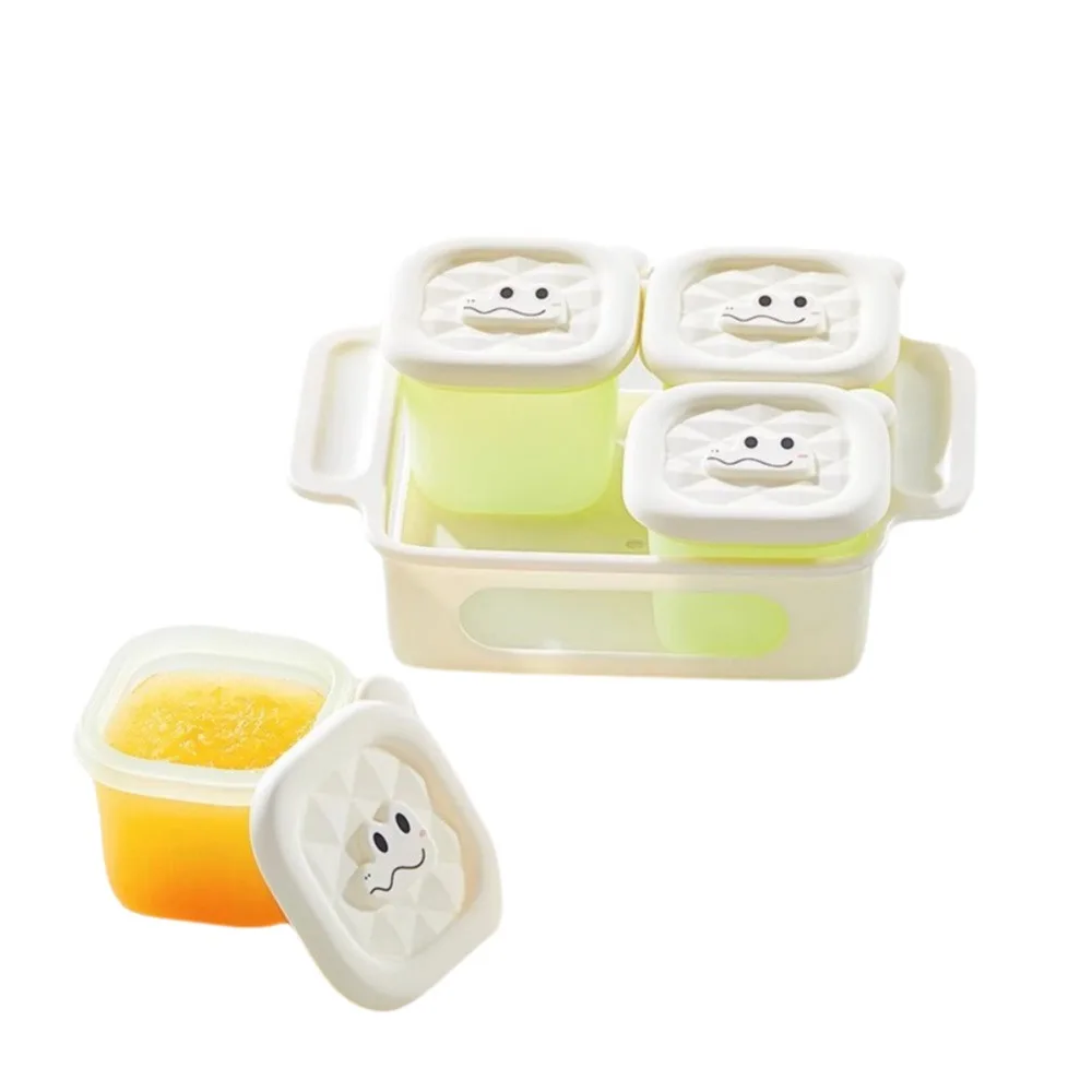 

3/4/6 Grid Design Baby Food Freezer Tray Square Shape Food Grade Food Storage Container Easy To Release Heat Resistance