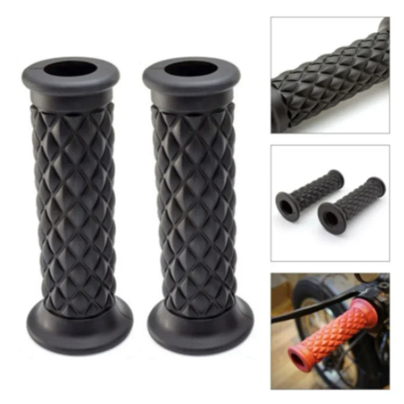

For Harley-Davidson Refitted Handle Retro 883 CG125 Universal Diamond Shape 3D Pattern Soft 22MM Rubber Handle Co