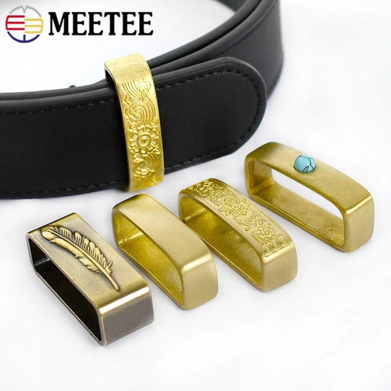 1/2/4Pcs Meetee 35/40mm Pure Copper Belt Loop Ring Buckle D Shape Stainless Steel Strap Waistband Leather Craft Rings