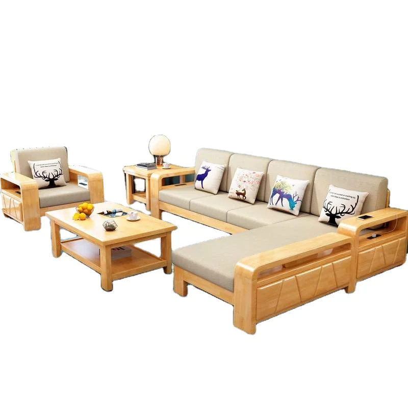 

For Modern Home Wooden Sofa Set Furniture Luxury Living Room Sectional Chesterfield Household Solid Wood Small Size