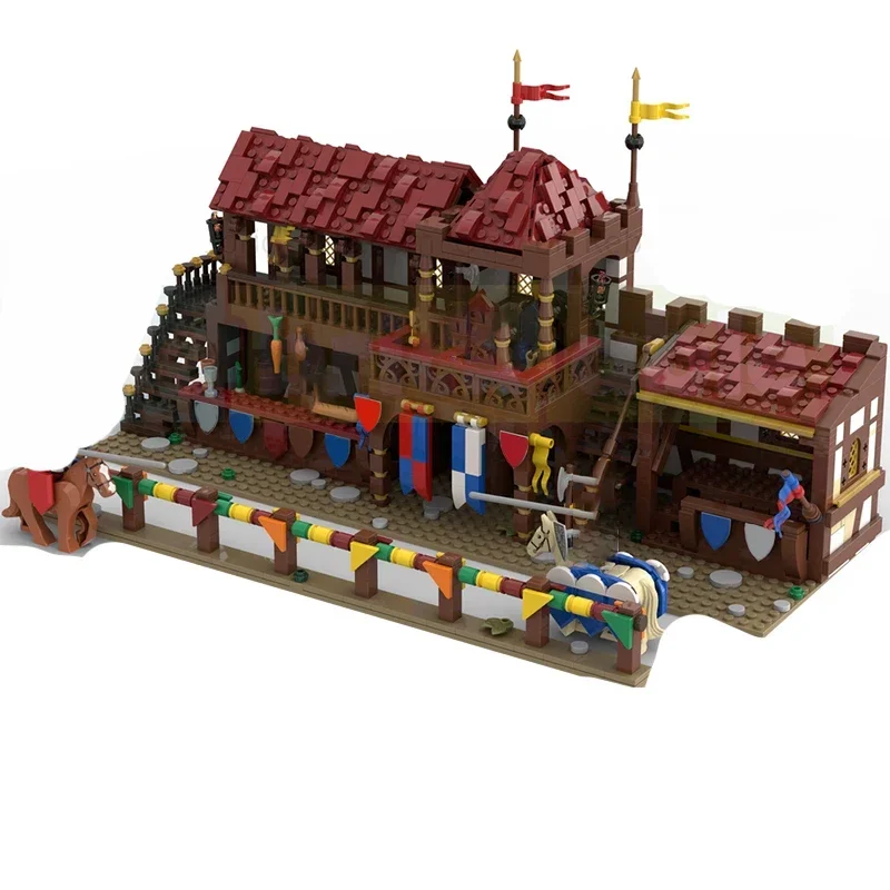 Stadt Street View Modell MOC Gebäude Ziegel Ritter Duell Championship Modulare Technologie Geschenke Urlaub Montieren Kinder Spielzeug Anzug