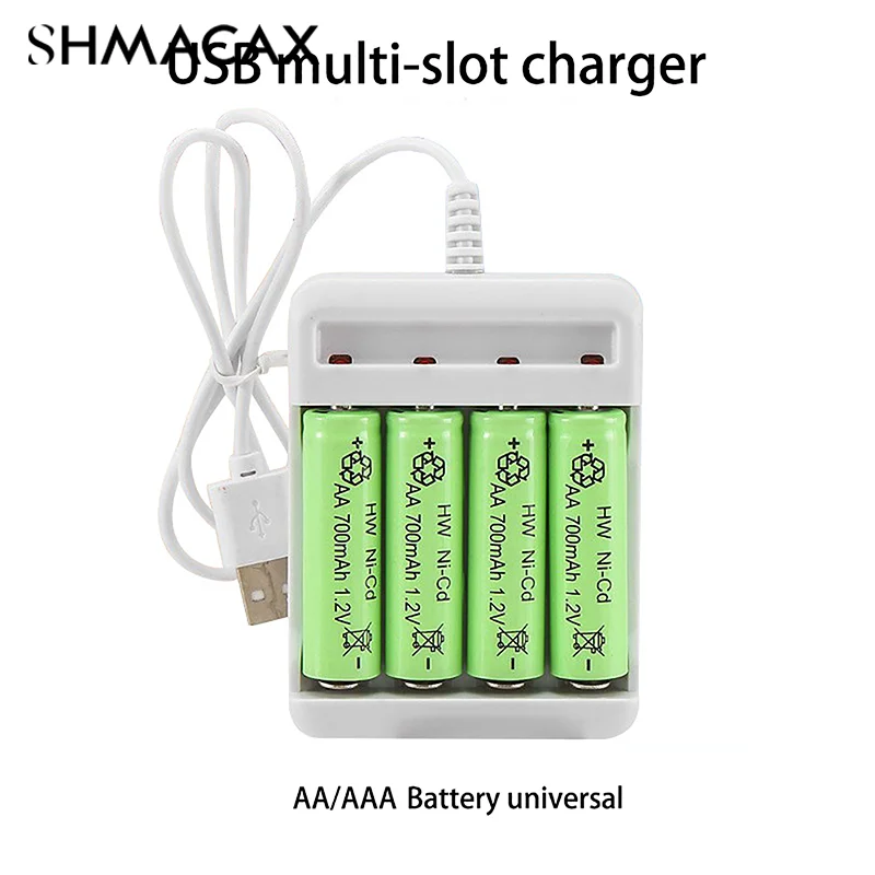 1PC AAA And AA Rechargeable Battery Station High-Speed USB 3/4 Slot Fast Rechargeable Battery Charger Short Circuit Protection
