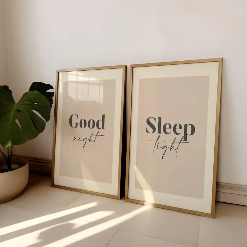 2pcs/set Good Night Have A Good Night's Sleep Bedroom Canvas Poster Minimalist Bedtime Quotes Wall Art Print for Home Decor Gift