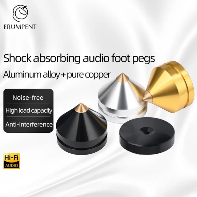 ERUMPENT 4 szt. Głośnik HiFi stojak na głośniki HiFi Audio kolce Hi-end wzmacniacz podkładka pod stopy amortyzujące szpilki podkładki do dźwięku CD