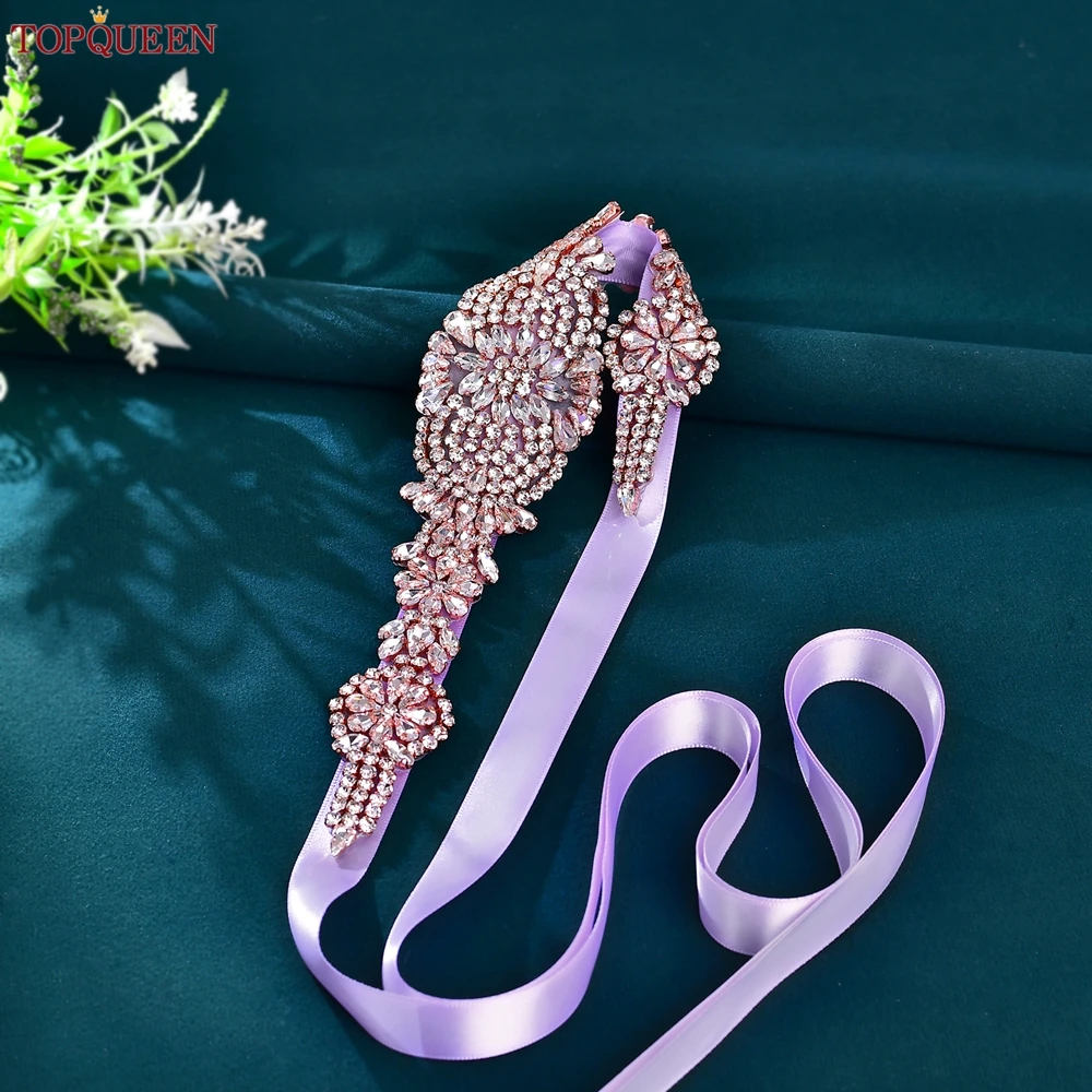 TOPQUEEN свадебный пояс и пояс, свадебные аксессуары, розовое золото, аппликация из камня, женские аксессуары для официальной одежды S123-RG TOPQUEEN свадебный пояс и пояс, свадебные аксессуары, розовое золото, аппликация из камня, женские аксессуары для официальной одежды S123-RG