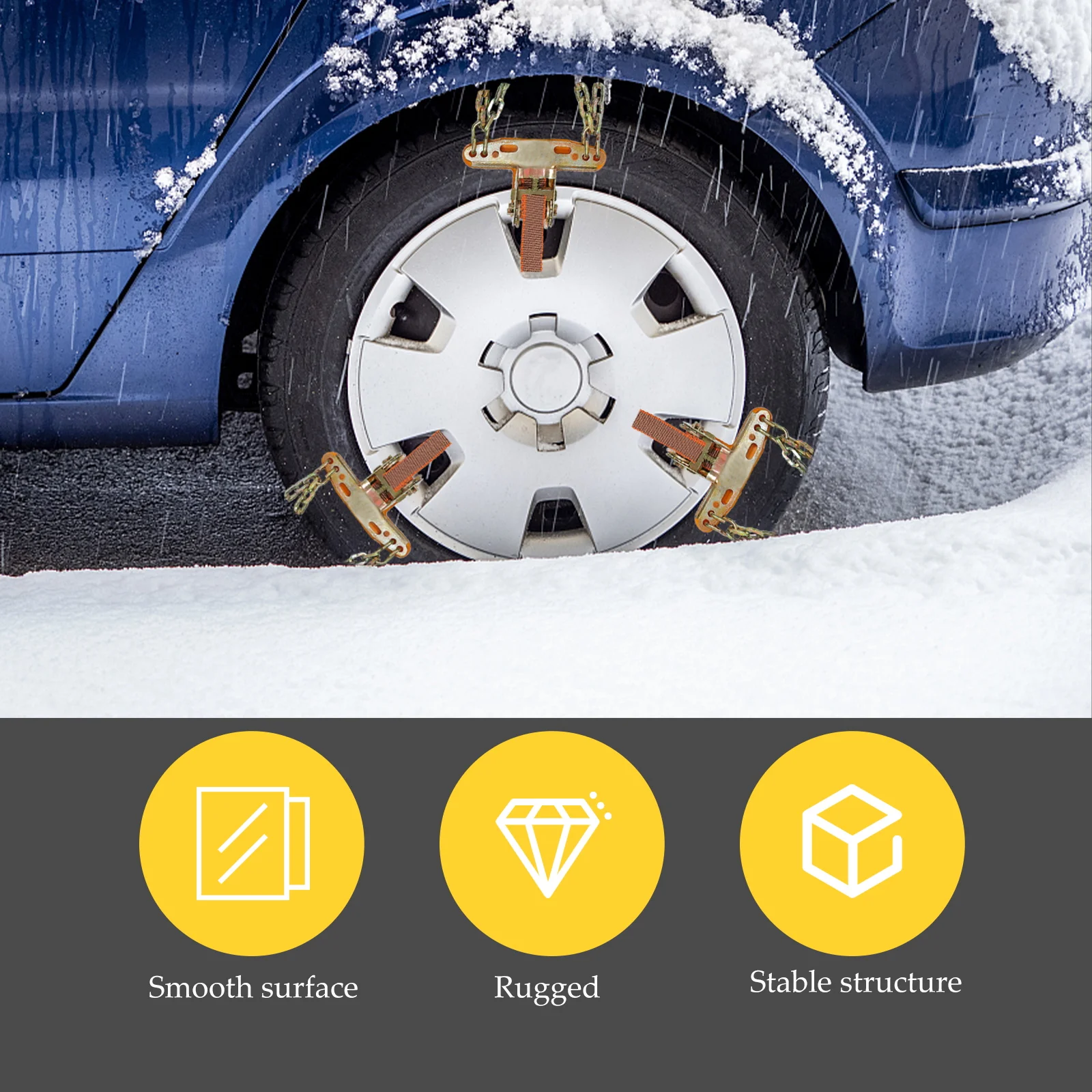 

2Pcs AntiSkid Tire Chains for Car Snow Mud Universal Fit Excellent Traction Easy Install Safe Driving Car Supplies