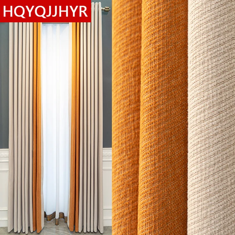 Luxurious Seamless Splicing Snow Nier Curtains for Bedroom Living Room High Quality Thickened Modern Kitchen Apartment Curtains