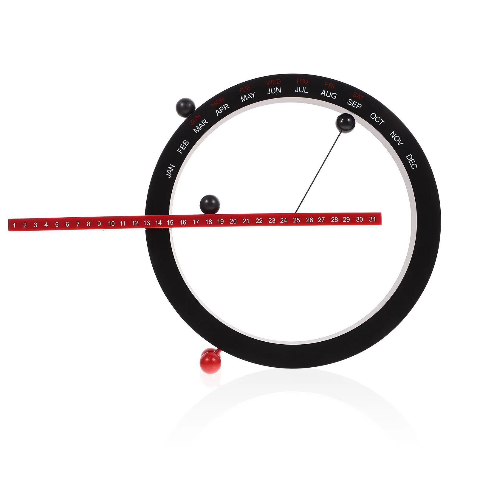 

Magnetic Desk Calendar Strong Home Office Ornament Gift Family Friends Black Red Year Month Week Display Ball Pointer
