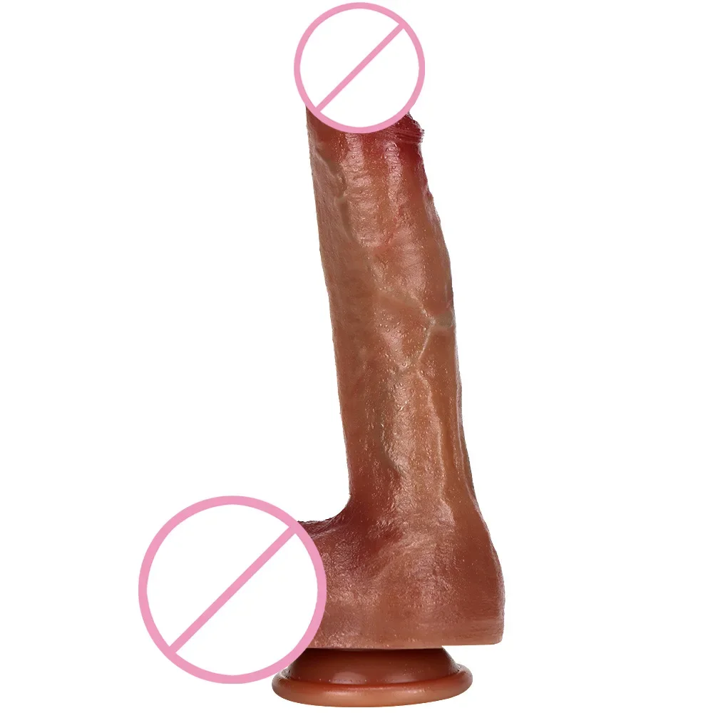 26*5cm Soft Liquid Silicone Simulation Penis Real Vein Realistic Dildo with Strong Suction Cup Female Masturbator Adult Sex Toy