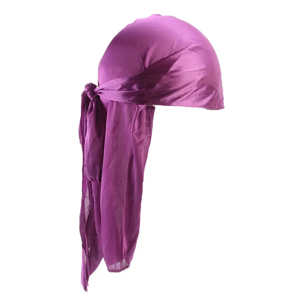 Fashion Pre-Tied Silk Durag Elastic Polyester Pirate Hat Adjustable Head Wrap Men Women