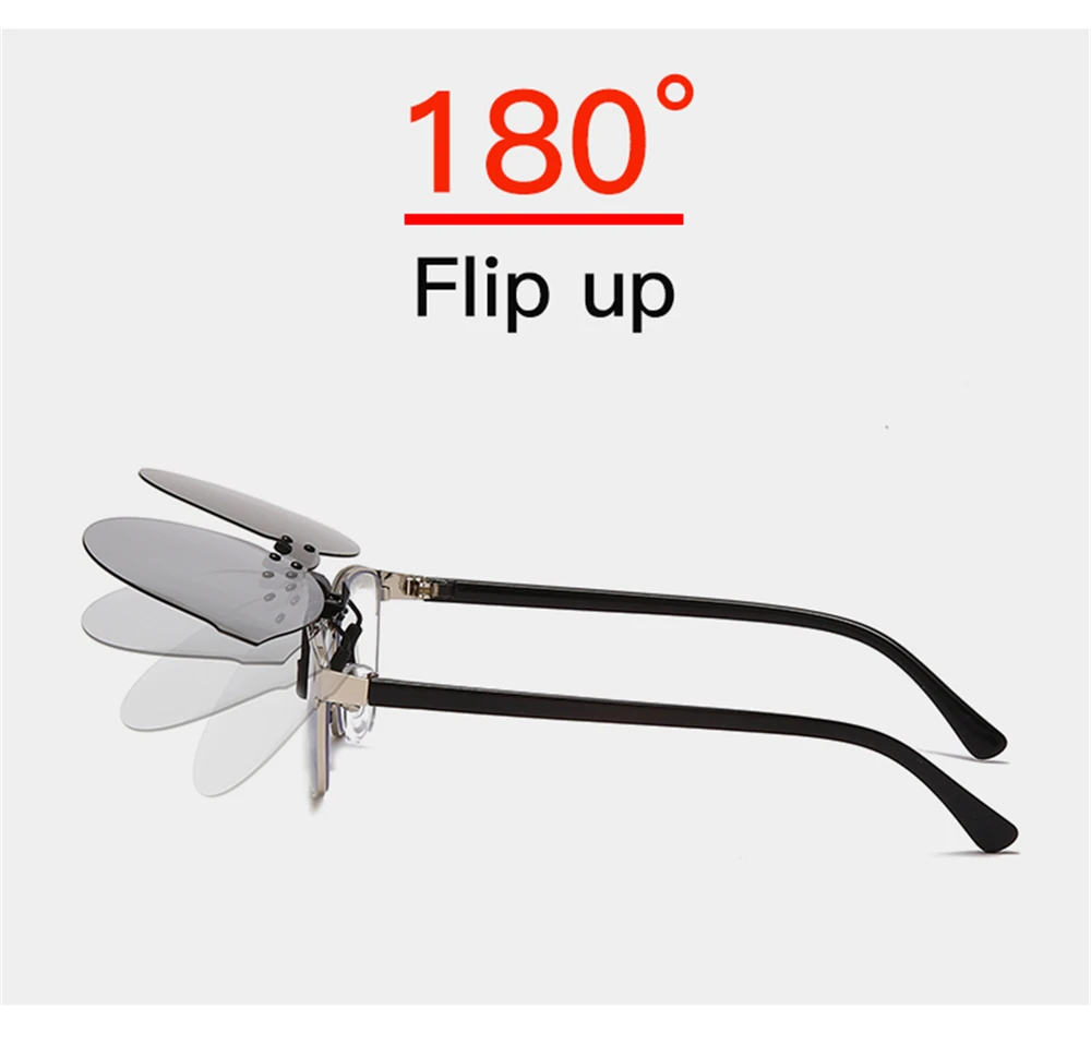 VIVIBEE Red Fishing Flip Up Clip On Polarisierte Sonnenbrille Herren UV400 High Definition Nachtsicht-Fahrlinse – Detail 5