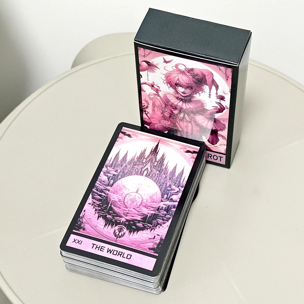 Pink Gothic bertema 78 Pcs 10.3*6cm kartu Tarot